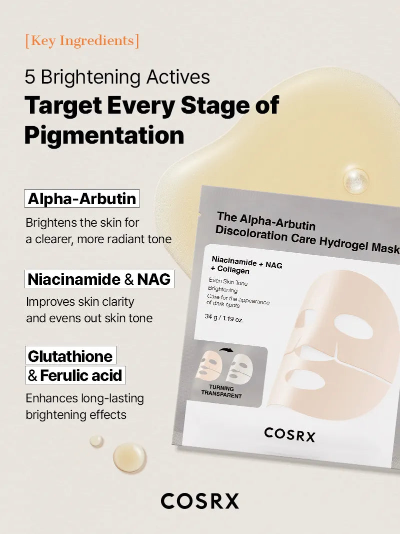 COSRX The Alpha-Arbutin Discoloration Care Hydrogel Mask