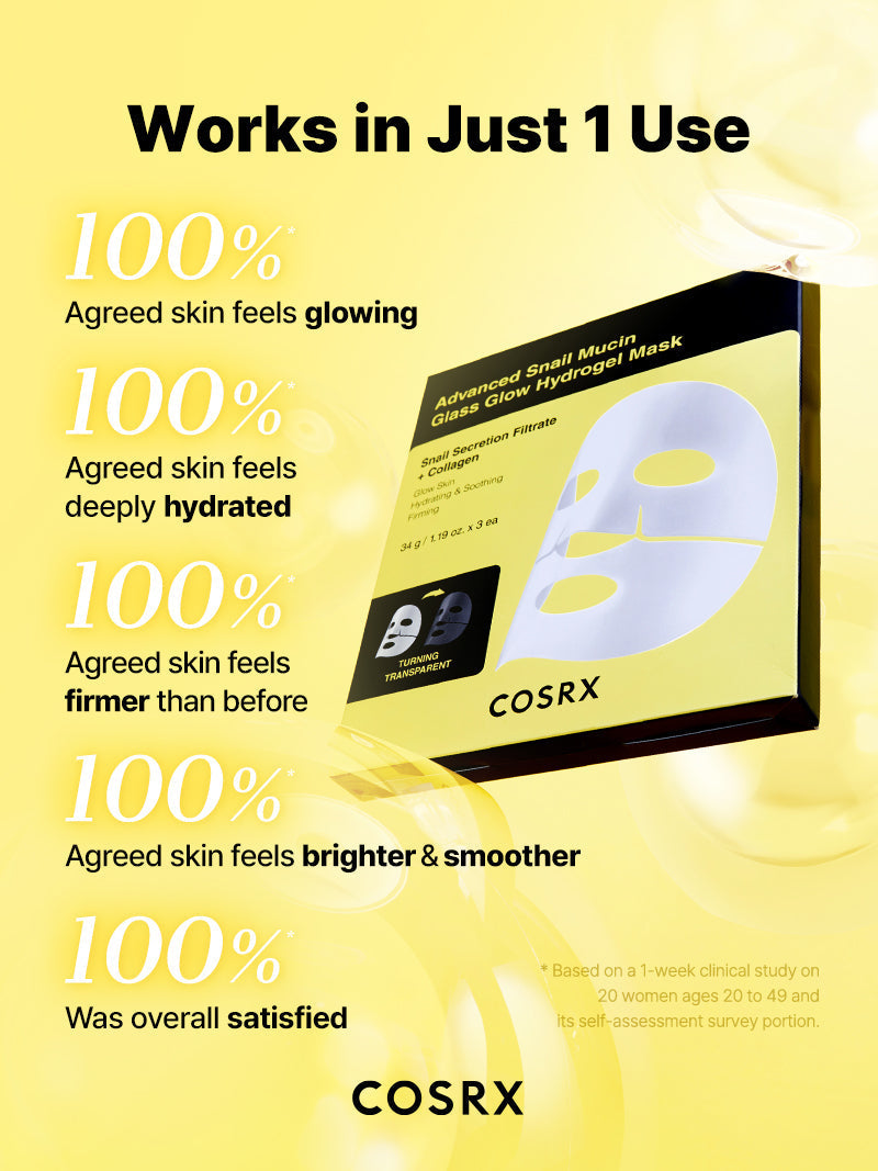 Advanced Snail Mucin Glass Glow Hydrogel Mask_3ea